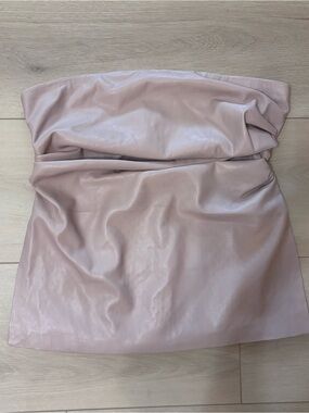 Lamarque JUNI Faux Leather Strapless Bustier Top in Rose